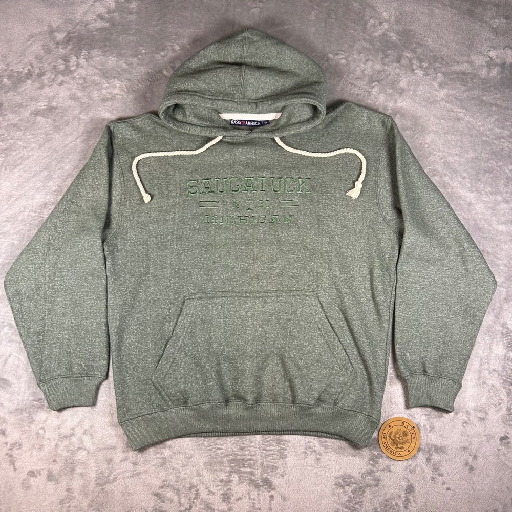 Basix of America Saugatuck Michigan Hoodie Hunter Green PN-114 Mens Large NWT